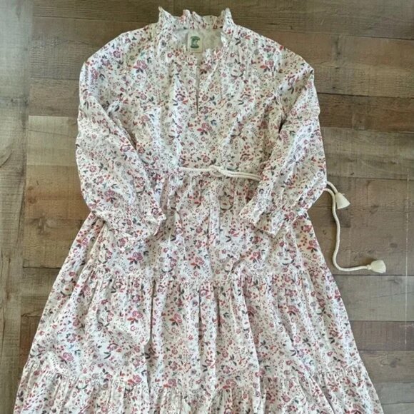 Daydress Floral Cottage Core Long Sleeve Dress Rope Drawstring Belt X-LARGE - Picture 1 of 6